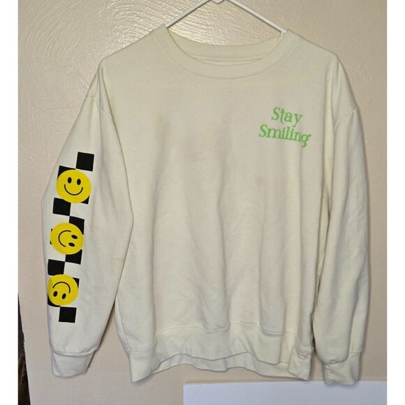 Freeze Stay Smiling Sweatshirt Size XL Novelty Positivity Happy Emoji - Picture 1 of 5